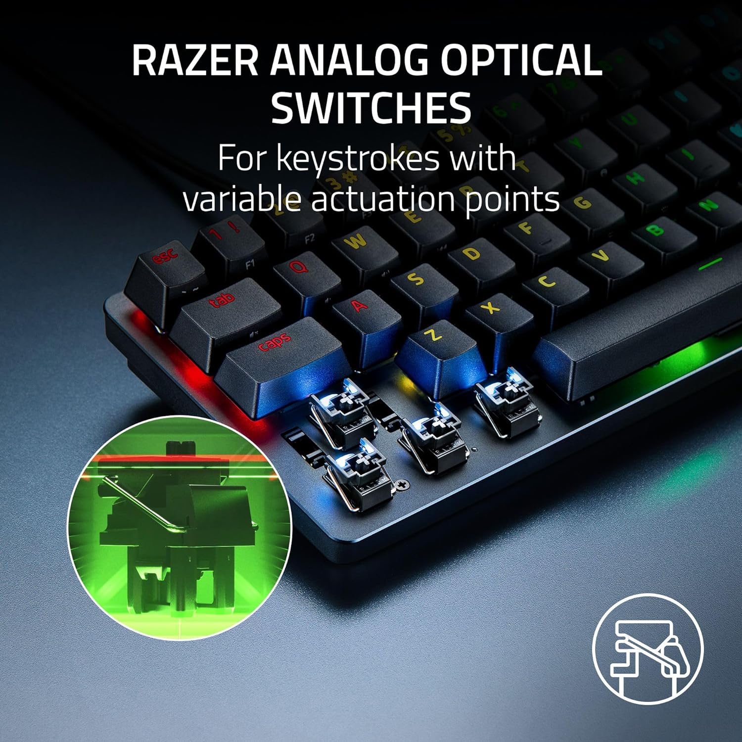 Razer Huntsman Mini 60% Gaming Keyboard: Analog Optical Switches - Doubleshot PBT Keycaps - Chroma RGB - Onboard Memory - Portable 60 Percent Form Factor - Detachable Type-C Cable - Classic Black