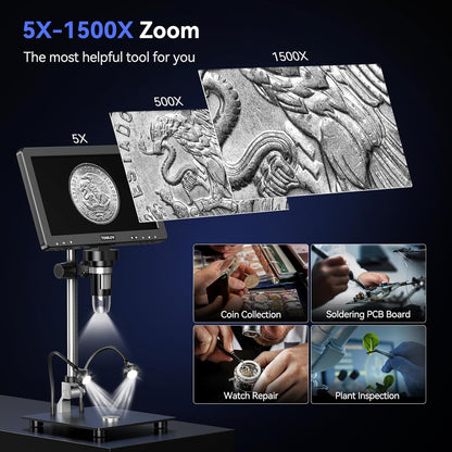 TOMLOV DM9 Max Digital Microscope: 20MP 10.1" 1500X HD IPS – Close-up Detail