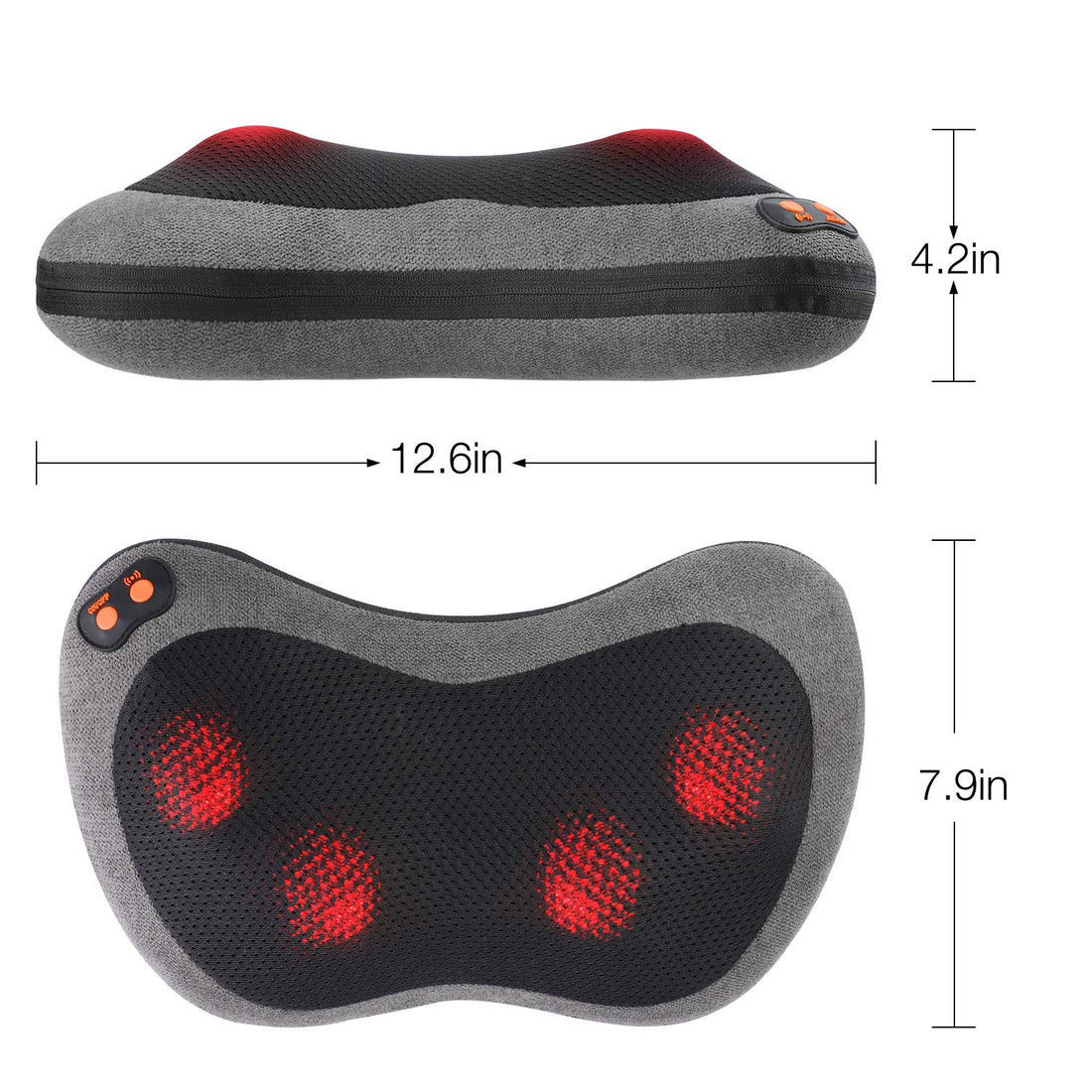 Shiatsu Neck Back Massager Kneading Massage Pillow With Heat for Back, Neck, Lower Back and Shoulder Massager with 4 Heated Rollers Dust Proof Cover Storage Bag for Stress Relax at Home Office and Car