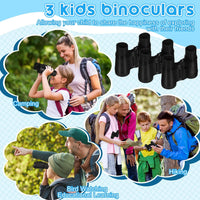 Halloscume 3 Pcs Kids Binoculars Shock Proof Mini Binoculars Gifts for Age 6-12 Years Old Boys Girls Bird Watching Educational Learning Camping Hiking Birthday Presents(Black)