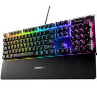 SteelSeries Store Apex 5 Hybrid Mechanical Gaming Keyboard, Per-Key RGB Illumination, Aircraft Grade Aluminum Alloy Frame, OLED Smart Display (Hybrid Blue Switch, USB)