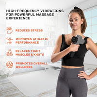 Sonic Handheld Percussion Massage Gun - Deep Tissue Massager for Sore Muscle and Stiffness - Quiet, 5 Speed High-Intensity Vibration - Quick Rechargeable Device - Includes 5 Massage Heads (Silver)