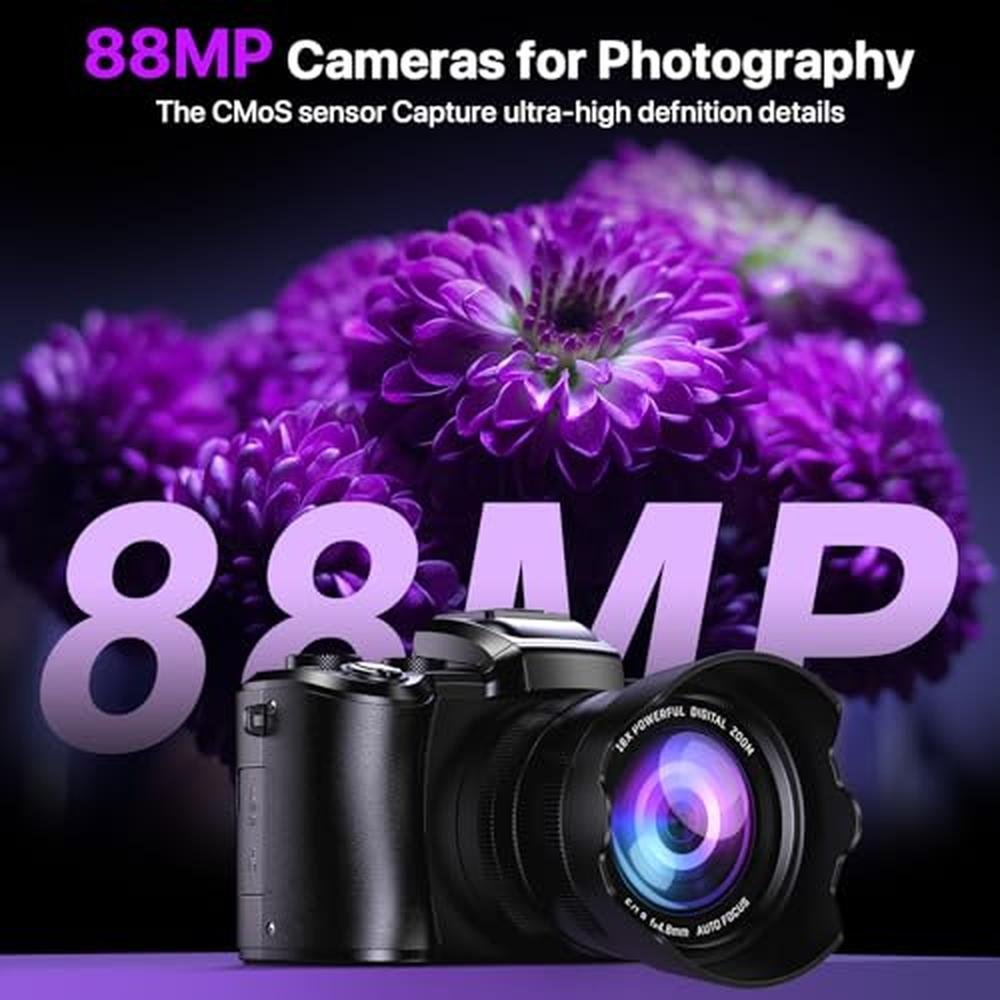 Digital Camera: 8K WiFi Autofocus 88MP Vlogging Camera – Side View