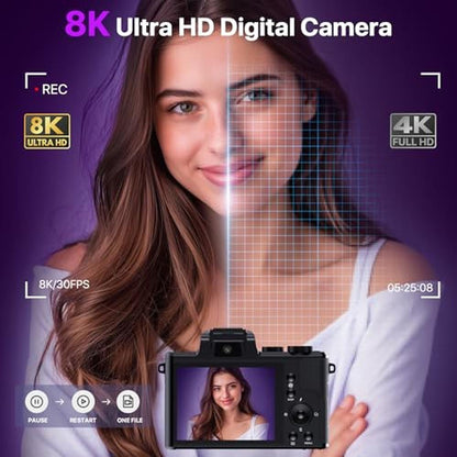 Digital Camera: 8K WiFi Autofocus 88MP Vlogging Camera – Close-up Detail
