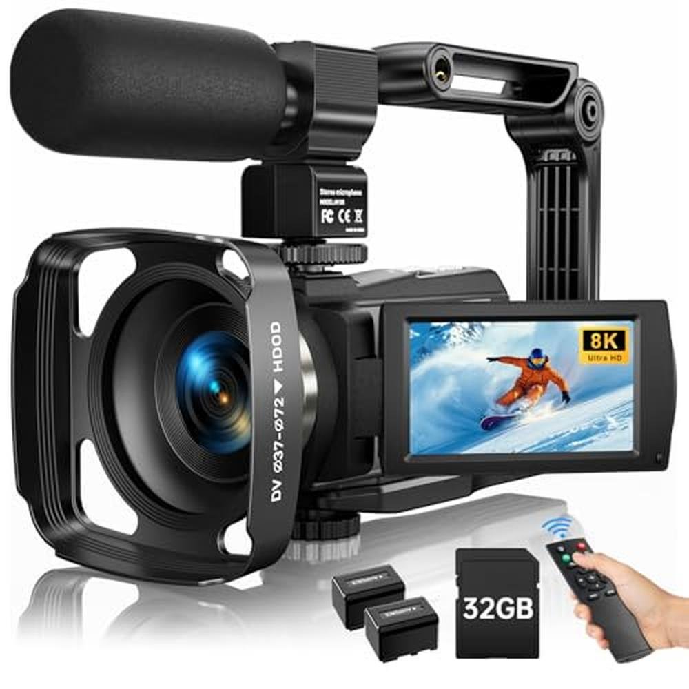 8K Video Camera: Camcorder 2025 Latest 88MP Ultra HD Video – Front View