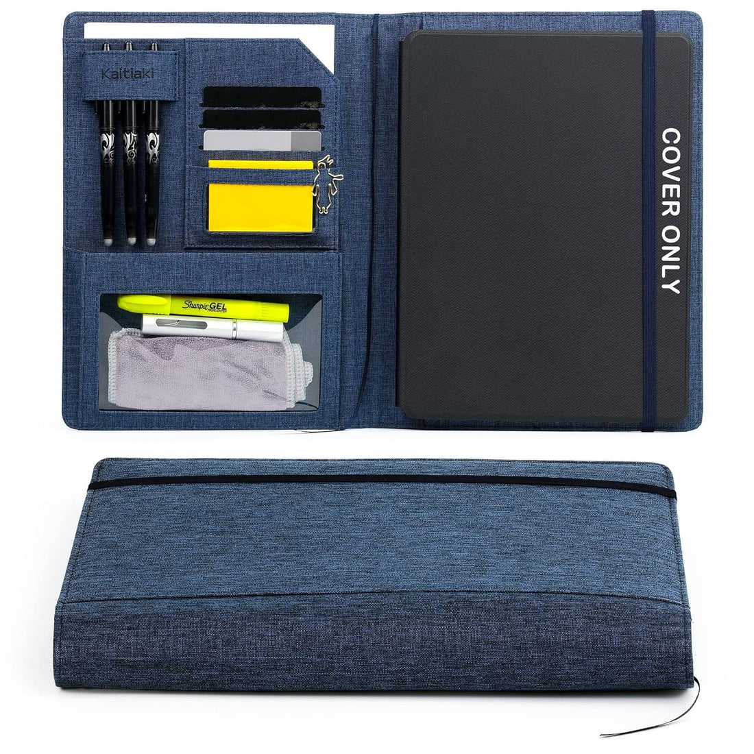 Folio Cover for Rocketbook Everlast Fusion - Letter Size, Multi Organizer with Pen Loop, Business Card Holder, Zipper Pocket Support Mini Size Rocketbook, Waterproof Fabric, 11 x 9 inch, Blue