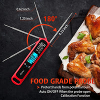 Venigo Digital Meat and Food Thermometer for Cooking and Grilling, Waterproof Instant-Read Cooking Thermometer, Kitchen Probe Thermometer for Baking, Roasting, Smoking, Deep Frying (Red)