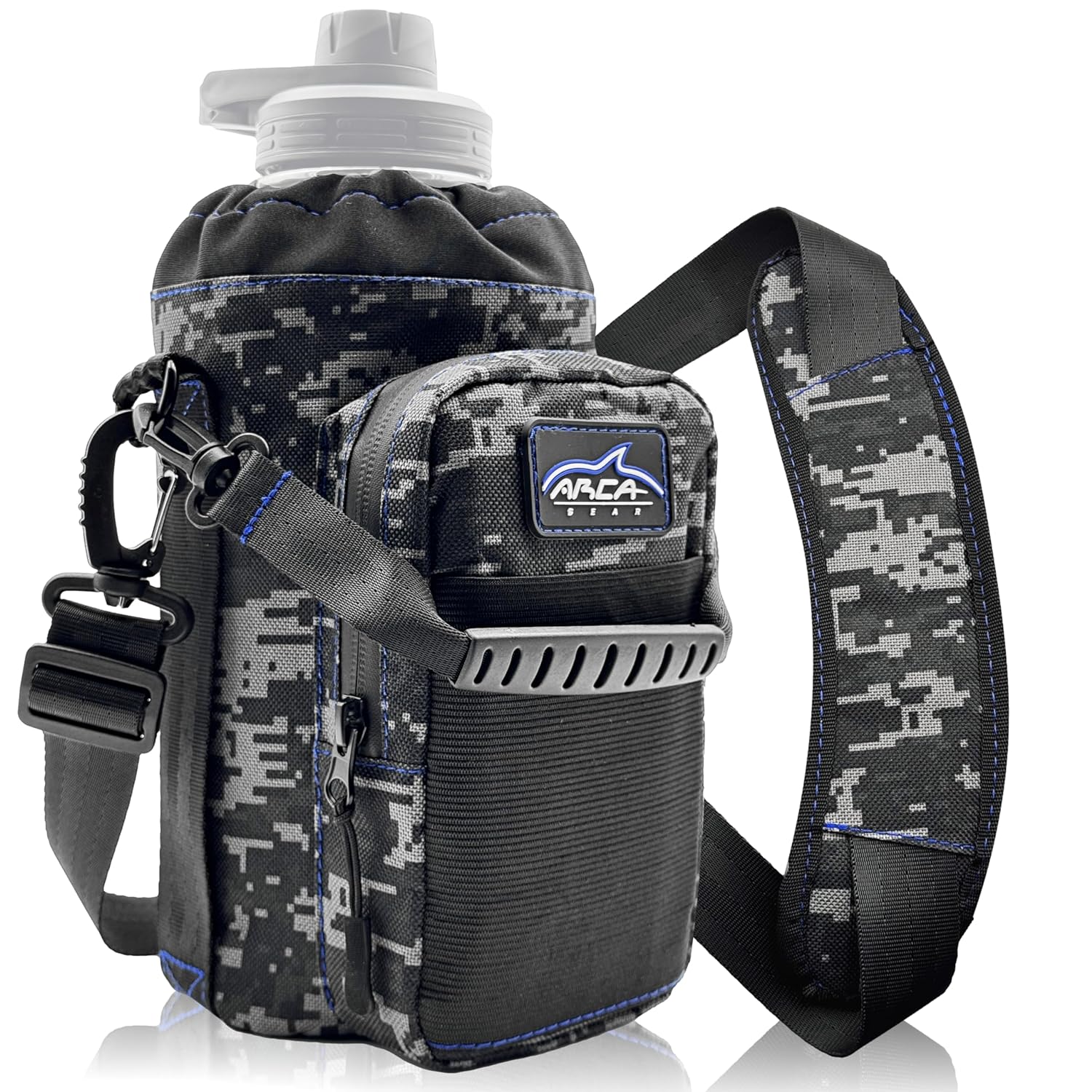 Arca Gear 64 oz Hydro Carrier - Insulated Water Bottle Sling w/Carry Handle, Shoulder Strap, Wallet and Two Pouches - The Perfect Flask Accessory