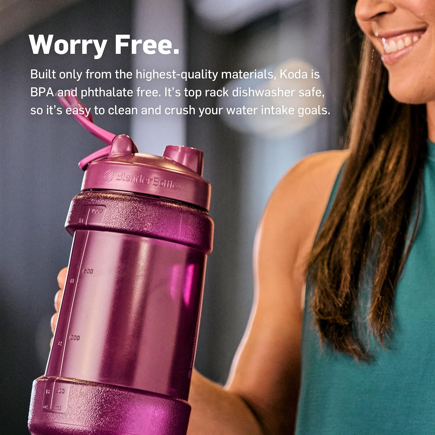 BlenderBottle Hydration Extra Large Koda Water Jug, 2.2-Liter, Plum