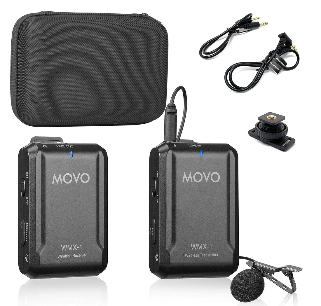 Movo WMX-1 2.4GHz Wireless Lavalier Microphone System (200' ft Audio Range)