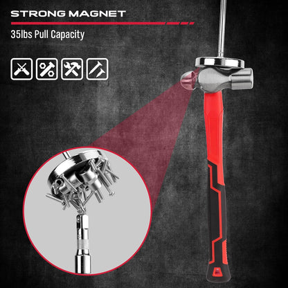 Telescoping Magnetic Sweeper Pickup Tool: Strong Magnet – Side View