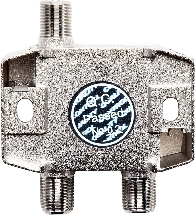 BAMF 2 Way Coaxial Cable Splitter, Bi-Directional Coax MoCA 5-2300MHz, RG6 Compatible, Nickel Plated Cable Splitter Internet and TV Splitter, Satellite, Amplifier, Antenna, Analog/Digital Connections