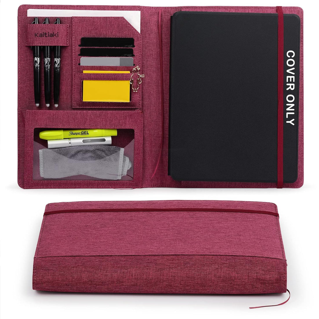 Folio Cover for Rocketbook Everlast Fusion - Letter Size, Multi Organizer with Pen Loop, Business Card Holder, Zipper Pocket Support Mini Size Rocketbook, Waterproof Fabric, 11 x 9 inch, Fuchsia