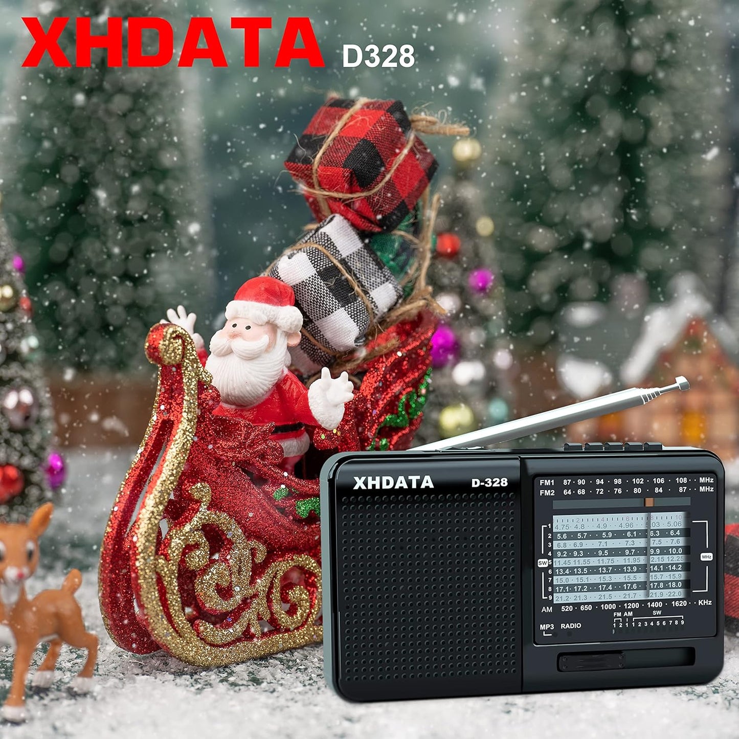 XHDATA D-328 Shortwave AM FM DSP Portable Small Multi Band – Back View