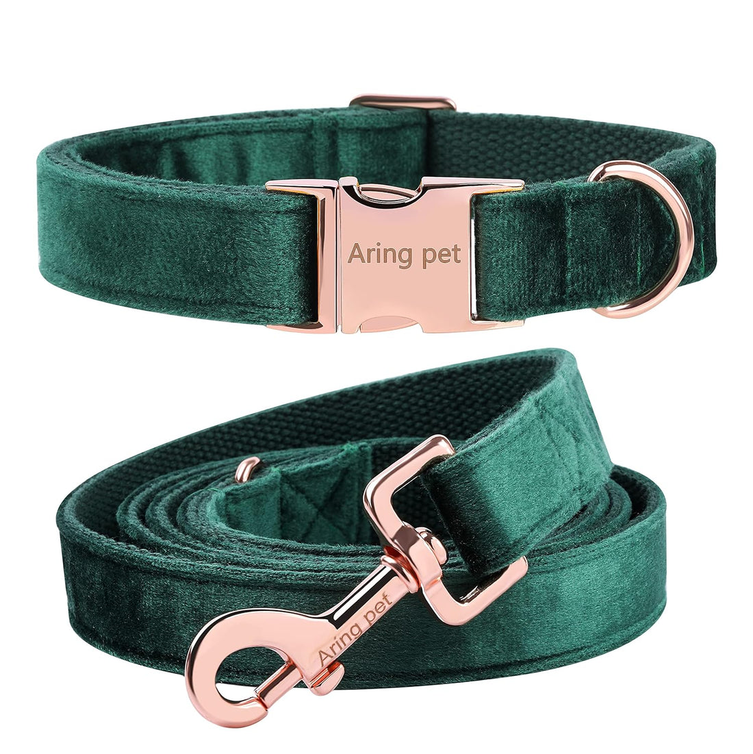 ARING PET Velvet Dog Collar and Leash Set, Soft Dog Collar and Leash, Adjustable Collars for Dogs