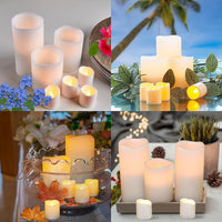 Furora LIGHTING LED Flameless Candles with Remote Control, Set of 8, Real Wax Battery Operated Pillars and Votives LED Candles with Flickering Flame and Timer Featured - White