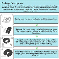 Sexysamba Pure Memory Foam Travel Pillow Set for Adults - Comfortable & Removable Machine Washable Cover, Neck Support Pillow Airplane Travel Kit with Eye Mask for Portable Plane Accessories - Purple