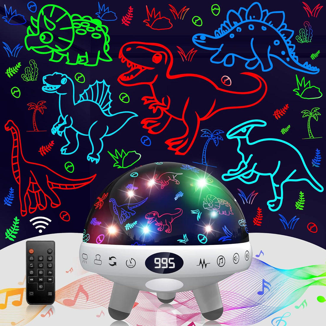 Dinosaur Night Light Projector for Kids with Timer&Remote.Dinosaur Gifts for 1-12 Year Boy.Dinosaur Toys for Kids 5-7 Year Old Boys.Dinosaur Decor for Boys Room.Baby Night Light with 29 Sounds