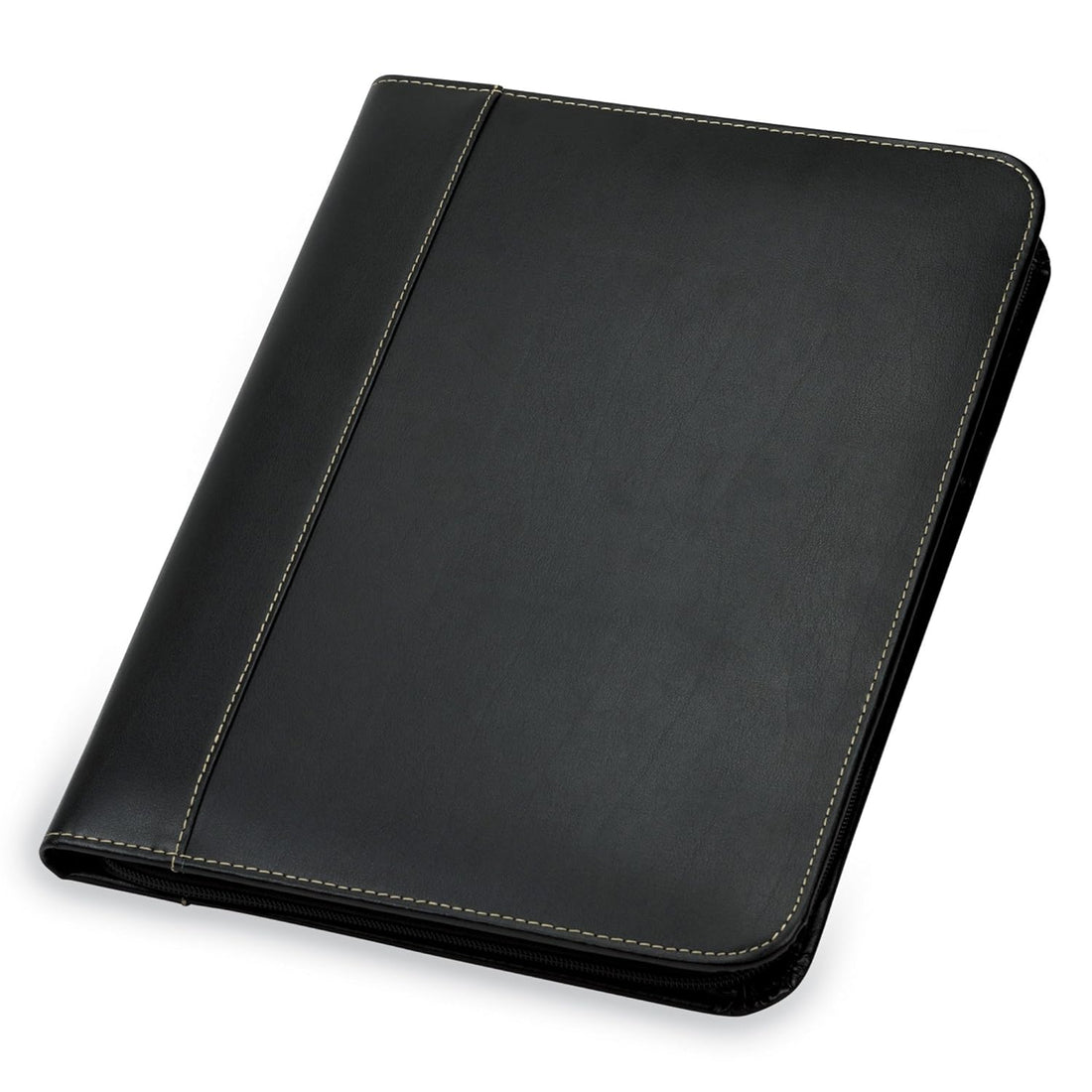 Samsill Contrast Stitch Leather Padfolio â€“ Lightweight & Stylish Business Portfolio for Men & Women â€“ Resume Portfolio with Wraparound Zipper, 8. 5â€ x 11â€ Writing Pad â€“ Black