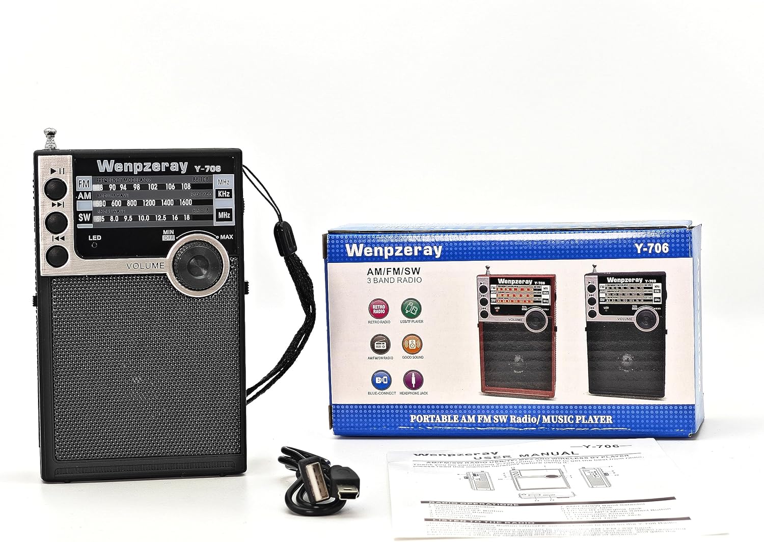 Wenpzeray 706: Wenpzeray Y-706 Portable Pocket Radio AM FM – Packaging