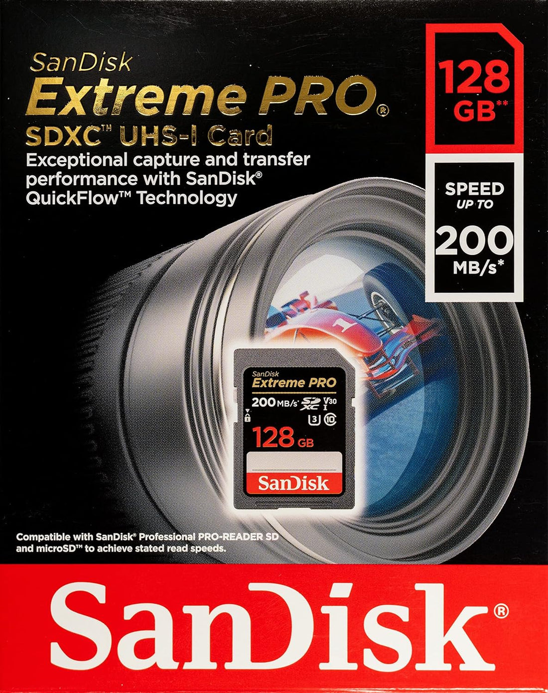 SanDisk 128GB Extreme Pro Memory Card Works with Nikon D3400, D3300, D750, D5500, D5300, D500, AW130, W100, L840, A900 Digital Camera Bundle with 1 Everything But Stromboli 3.0 Micro & SD Card Reader