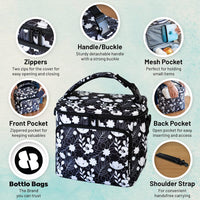 Insulated Breastmilk Cooler Bag With 3 Pockets - Waterproof Baby Bottle Cooler Bag Can Hold 6 Large 9 Ounce Bottles - The Perfect Tote Bottle Bag For Daycare, Nursing Moms, Travel, B&w Floral, Travel,mesh