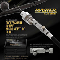 Master Elite Plus Ultimate Airbrush Set, Model 120 - Elite Level Spray Performance Dual-Action Gravity Feed Airbrush Kit with 3 Tips 0.2, 0.3 and 0.5 mm, 2 Cups, Filter, Case - Auto Art Cake Hobby
