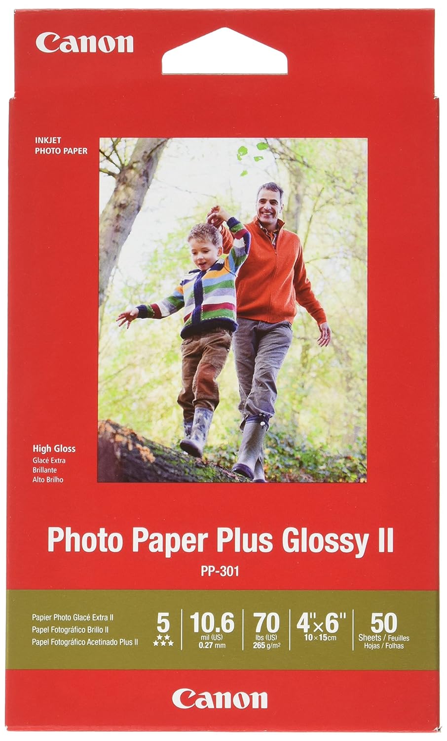 Canon Glossy Photo Paper Plus II, 4"x6"(50 Sheets)