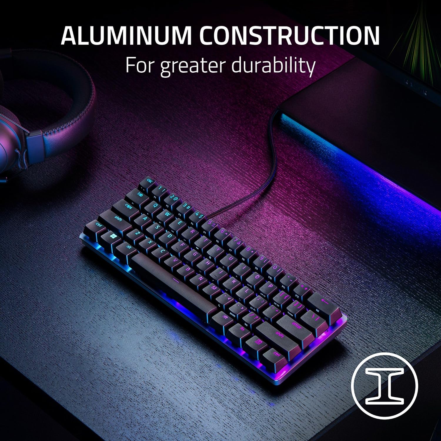 Razer Huntsman Mini 60% Gaming Keyboard: Analog Optical Switches - Doubleshot PBT Keycaps - Chroma RGB - Onboard Memory - Portable 60 Percent Form Factor - Detachable Type-C Cable - Classic Black