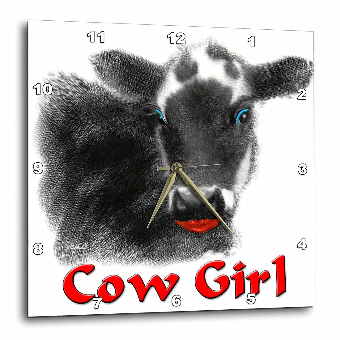 3dRose DPP_11986_1 Wall Clock, Cow Girl, 10 by 10-Inch
