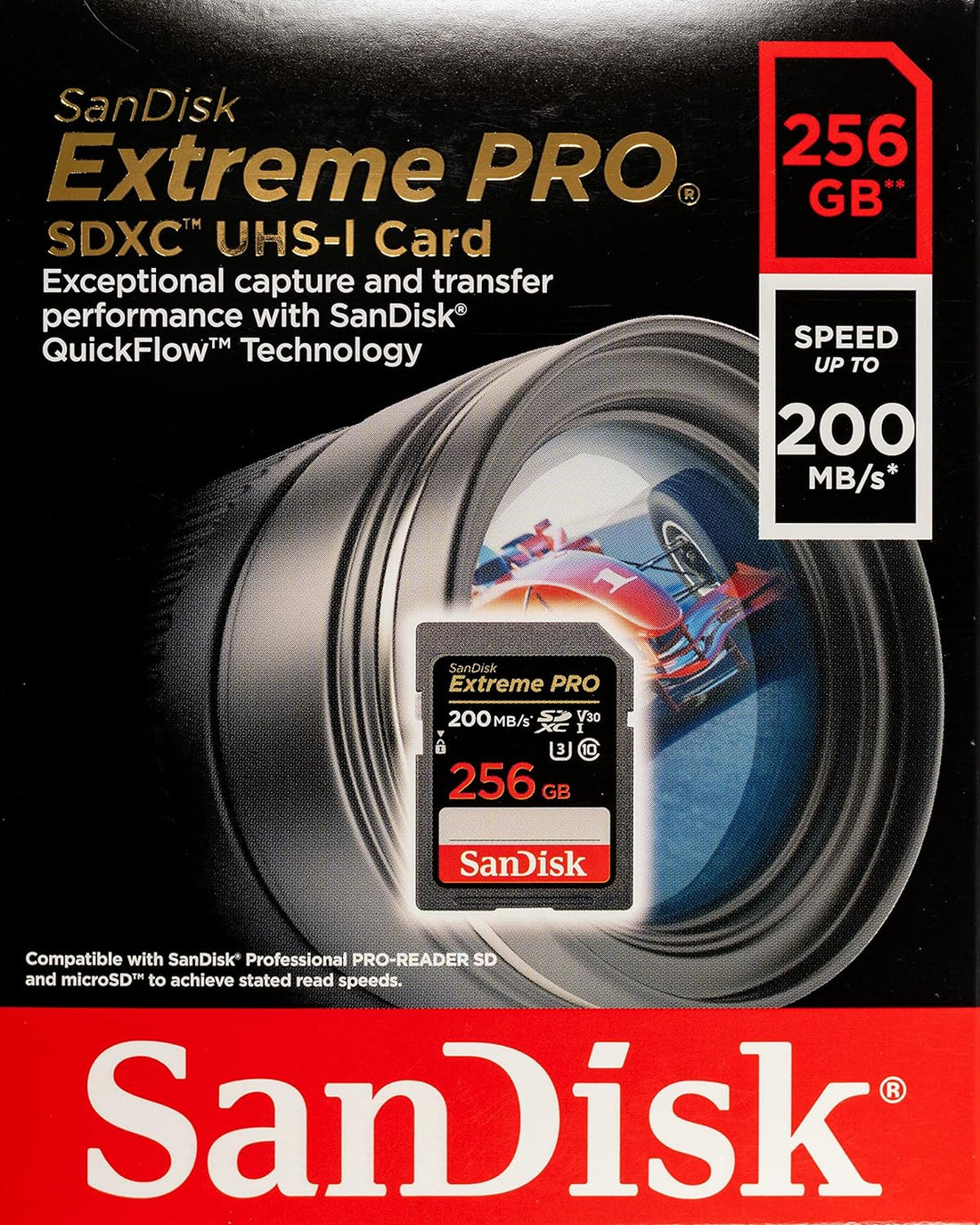 SanDisk Extreme Pro 256GB SD Card for Nikon Camera Works with Nikon Z50, Z5 Mirroless, D780 Digital DSLR (SDSDXXD-256G-GN4IN) Bundle with 1 Everything But Stromboli 3.0 Micro & SD Card Reader