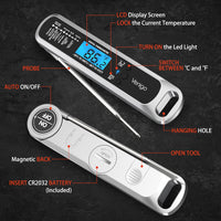 Venigo Digital Meat and Food Thermometer for Cooking and Grilling, Waterproof Instant-Read Cooking Thermometer, Kitchen Probe Thermometer for Baking, Roasting, Smoking, Deep Frying (Silver)