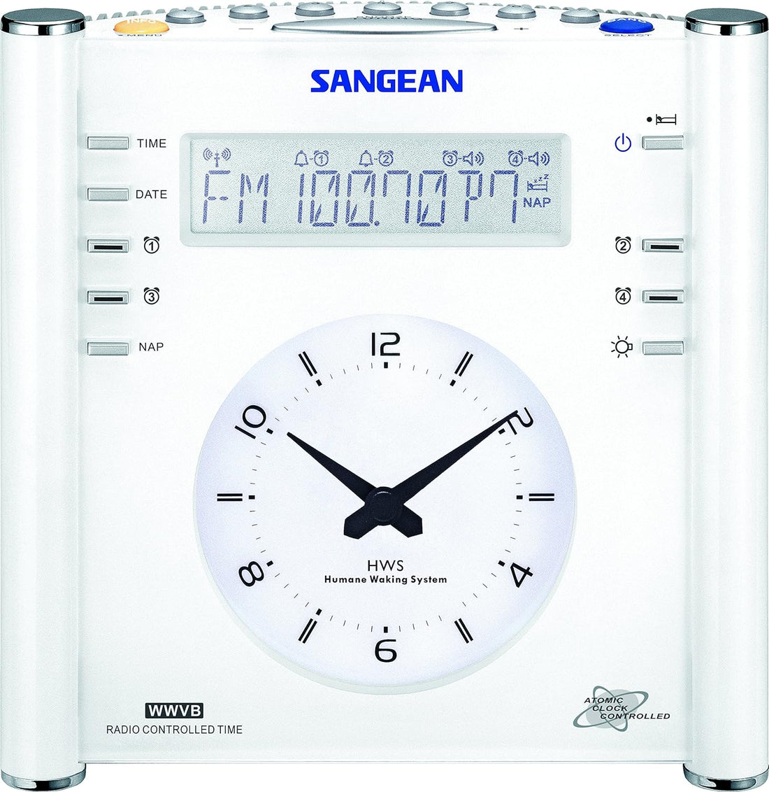 Sangean RCR-3 RCR-3 AM/FM Atomic Digital/Analog Clock Radio (White)
