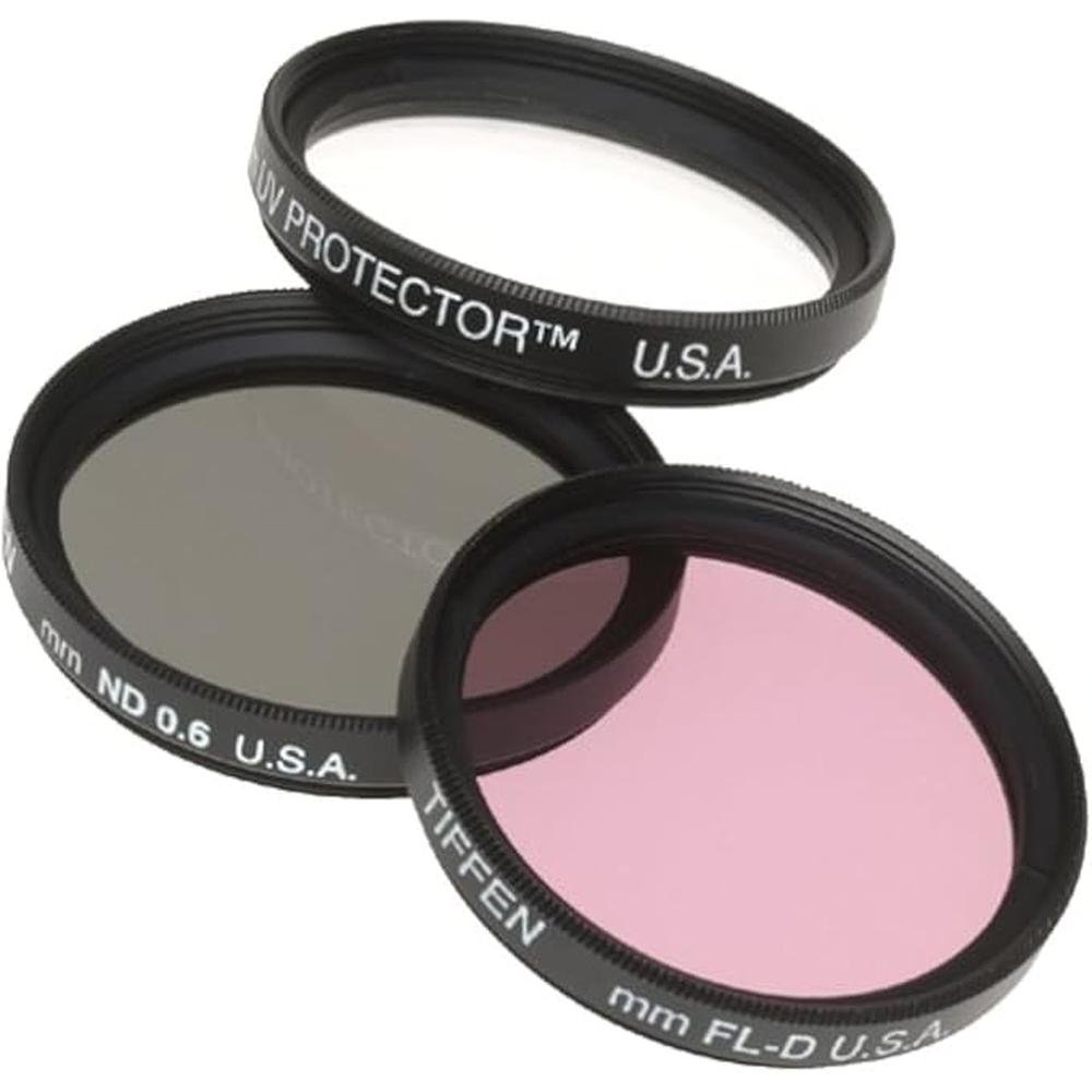 Tiffen 55mm Deluxe 3 Camera Lens Filter Kit – Front View