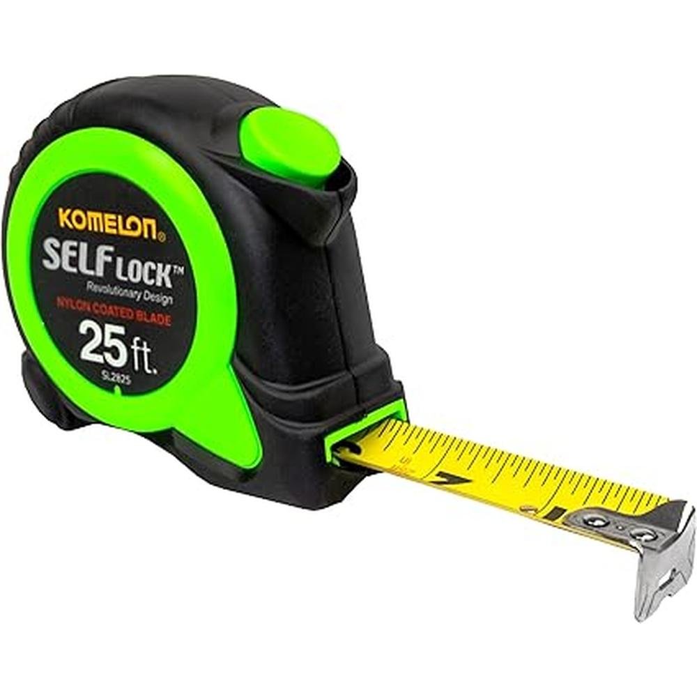 Komelon SL2825: 25-Foot Power Tape Measure with Self Lock – Front View