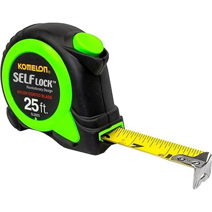 Komelon SL2825: 25-Foot Power Tape Measure with Self Lock – Front View