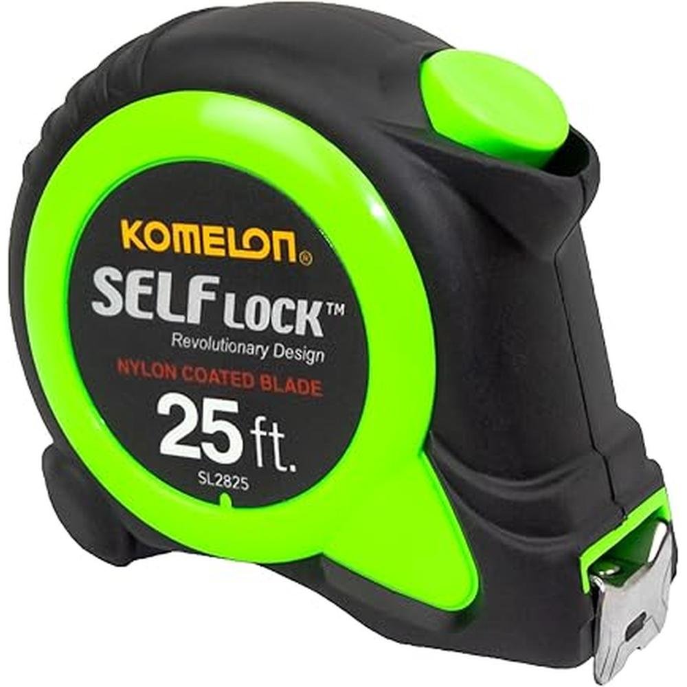 Komelon SL2825: 25-Foot Power Tape Measure with Self Lock – Side View