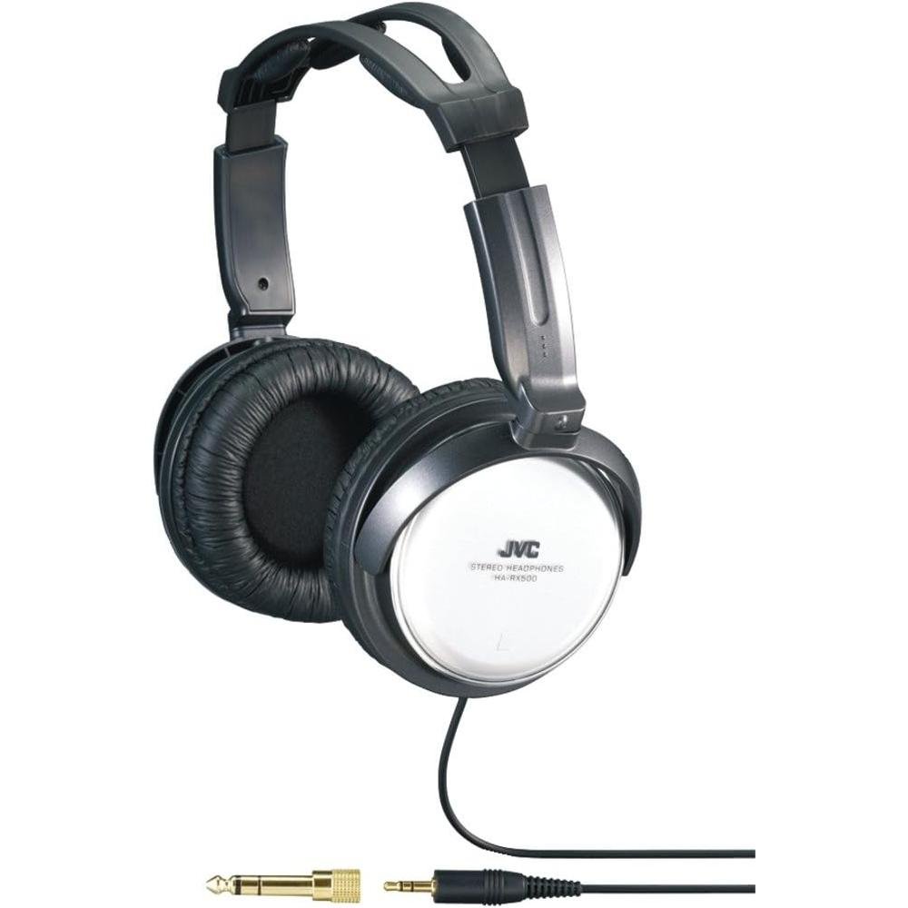 JVC HARX500 Full-Size Headphones (Silver) – Front View