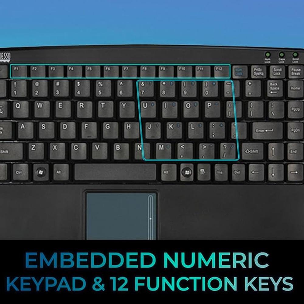 AKB 410UB: SlimTouch Mini USB Keyboard with Built-in – Close-up Detail