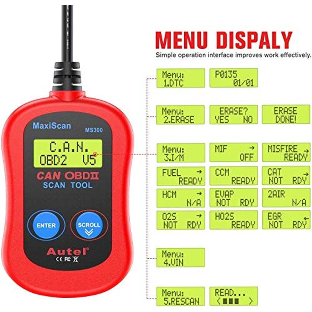 Autel MS300 OBD2 Scanner Code Reader – Close-up Detail