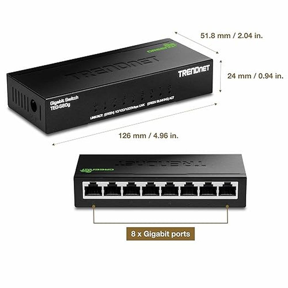 TRENDnet 8-Port Mini Gigabit Switch – Close-up Detail