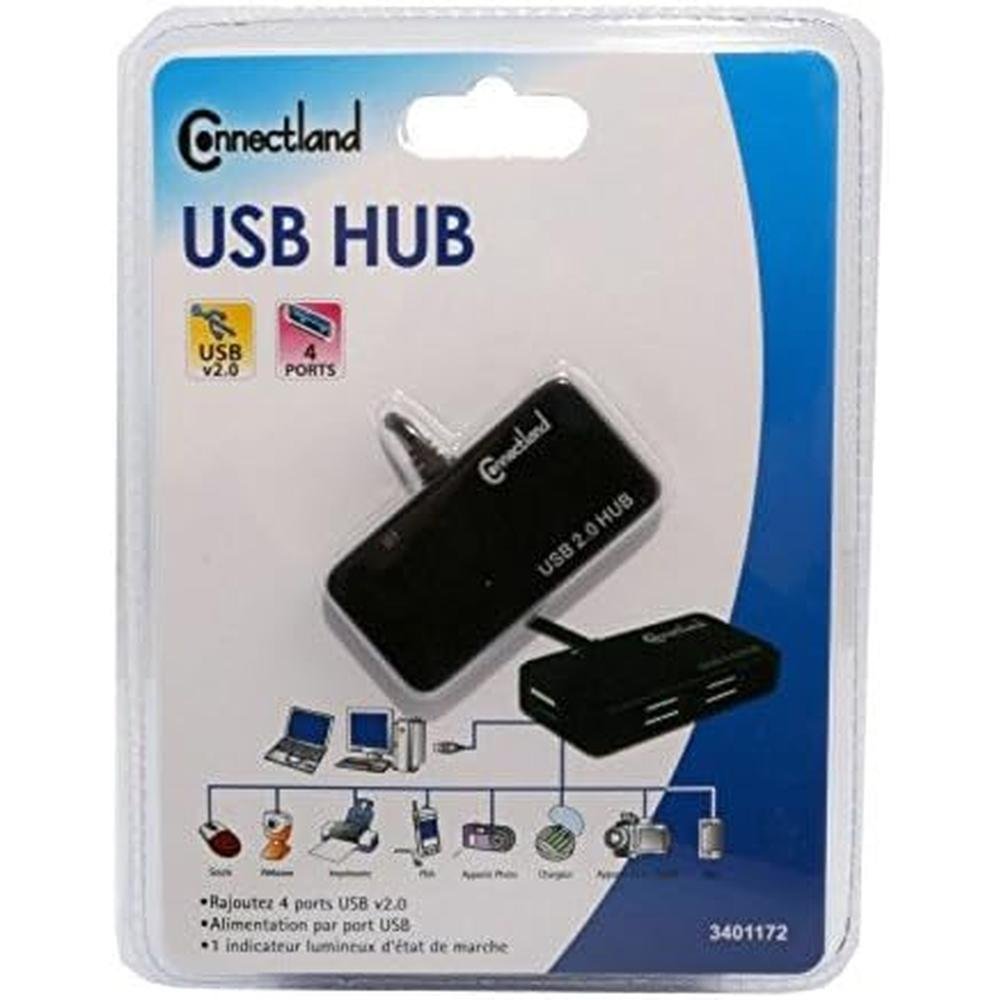 Connectland CL-HUB20033 Ultra Slim USB 2.0 4 Port Hub for – Packaging