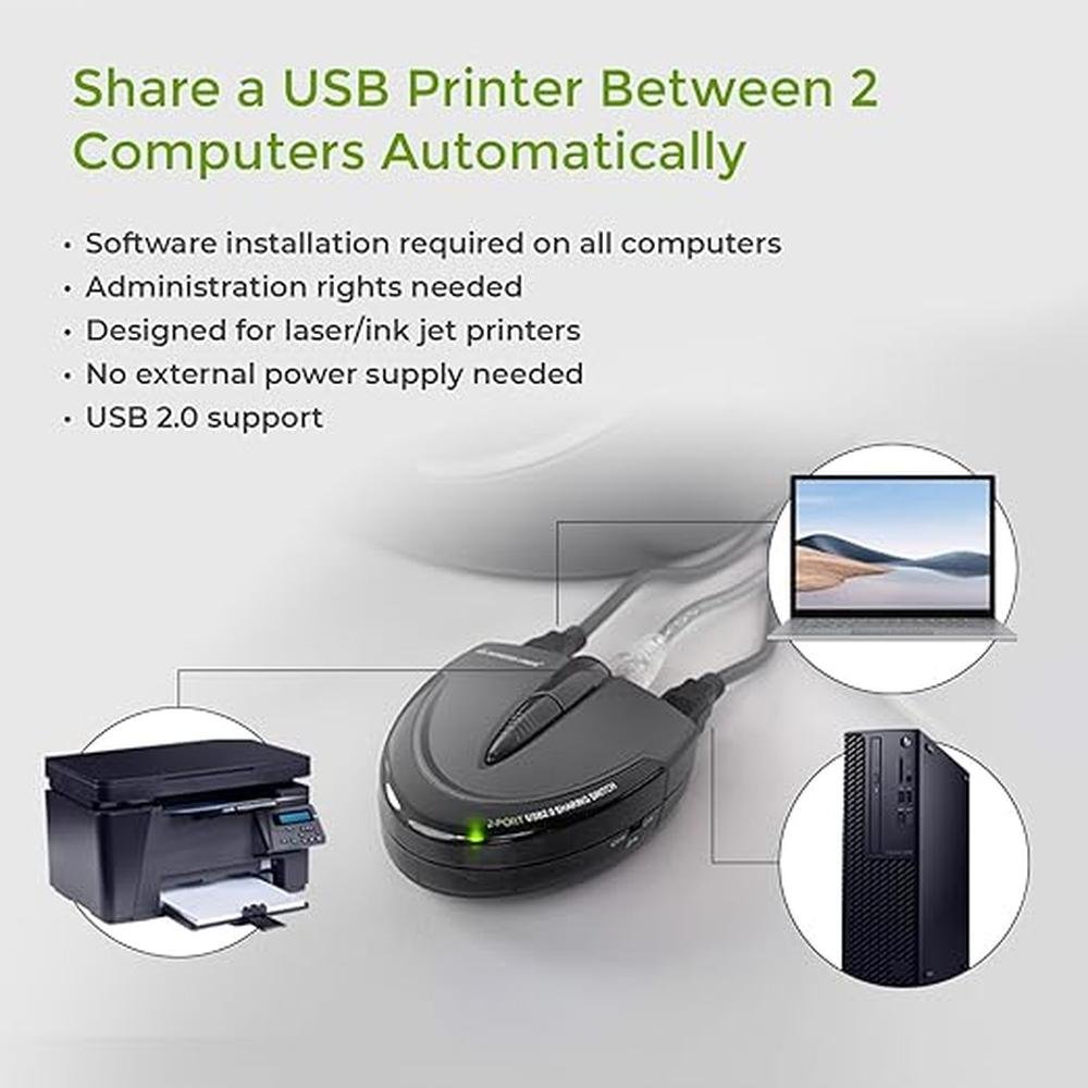 IOGEAR 2 Port USB 2.0 Switch: Auto Printer Switch – In Use