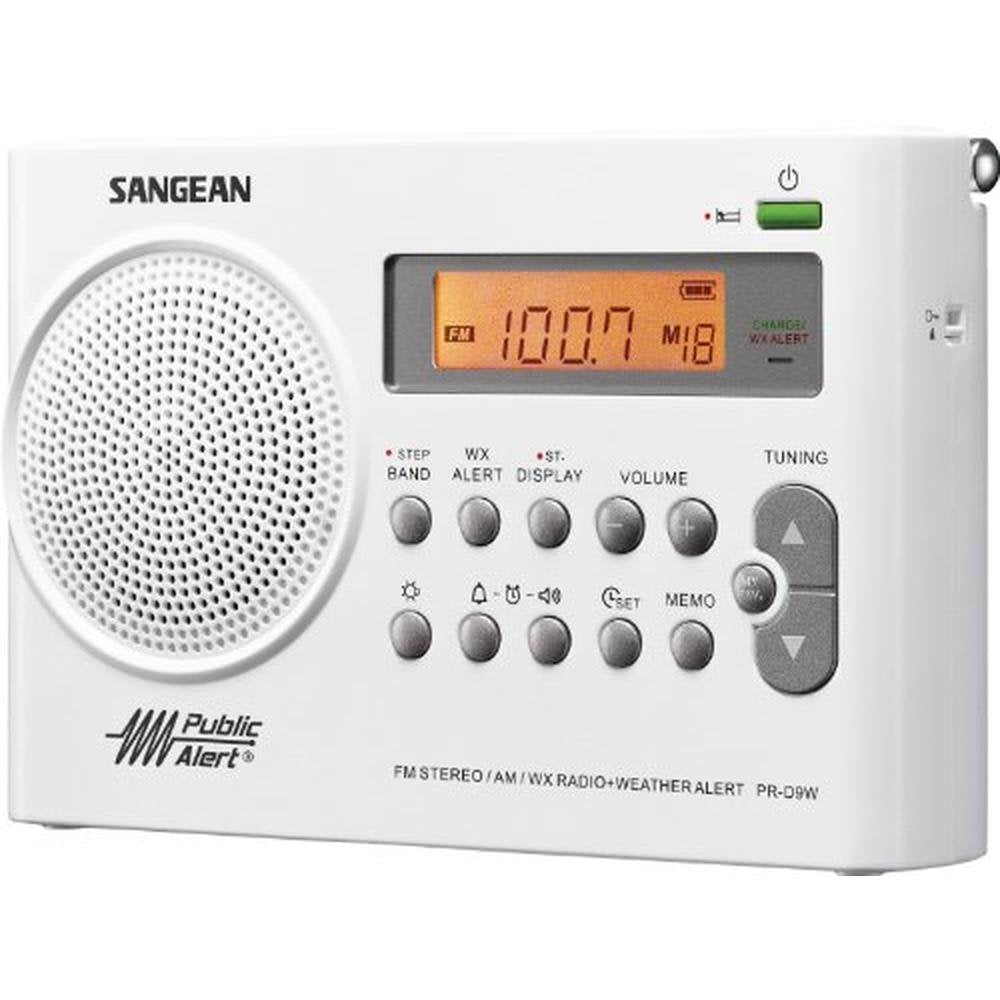 Sangean PR-D9W: Portable AM/FM/NOAA Alert Radio with – Front View