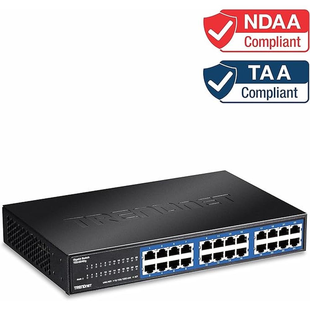 TRENDnet 24-Port Unmanaged Gigabit GREENnet Desktop Switch – Side View