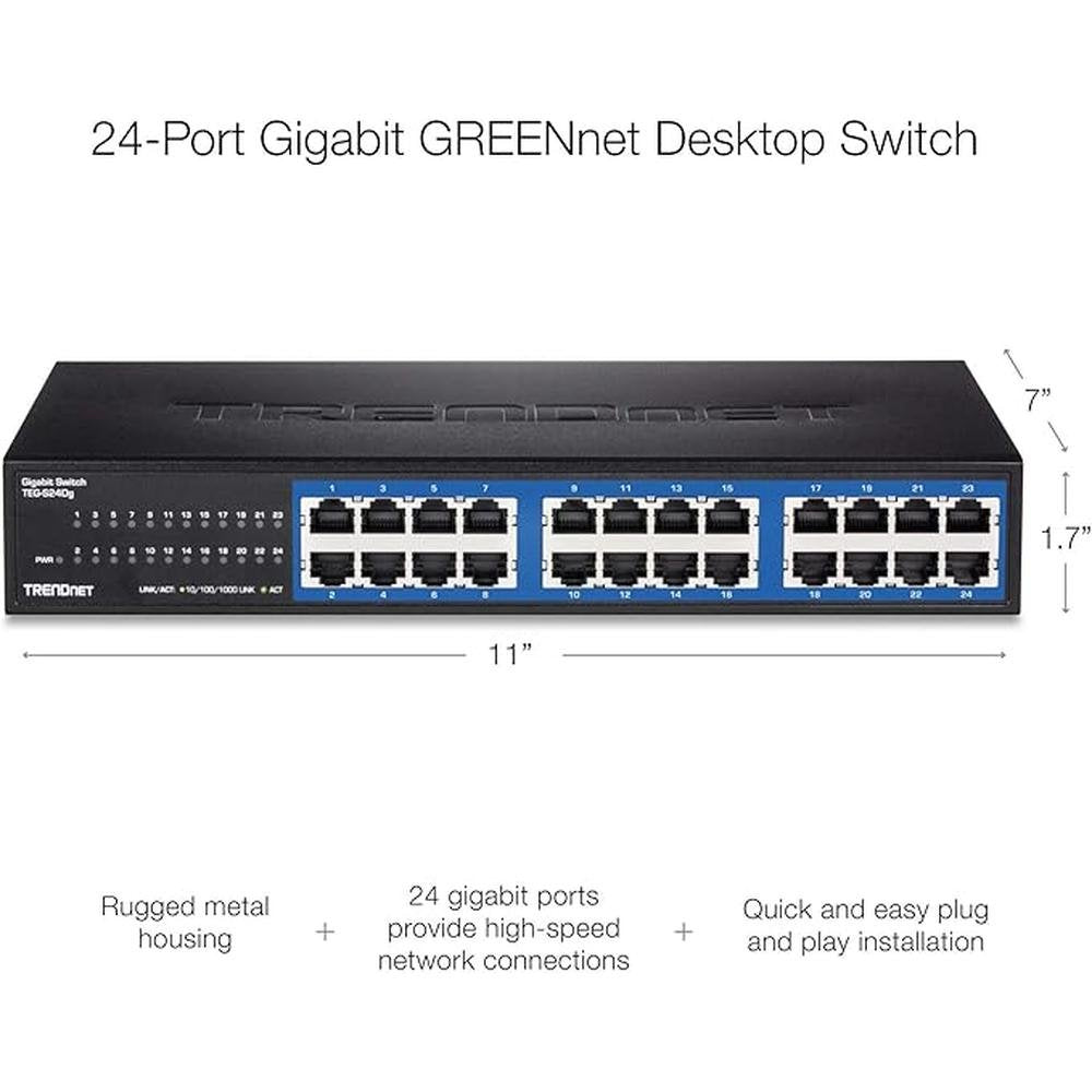 TRENDnet 24-Port Unmanaged Gigabit GREENnet Desktop Switch – Close-up Detail