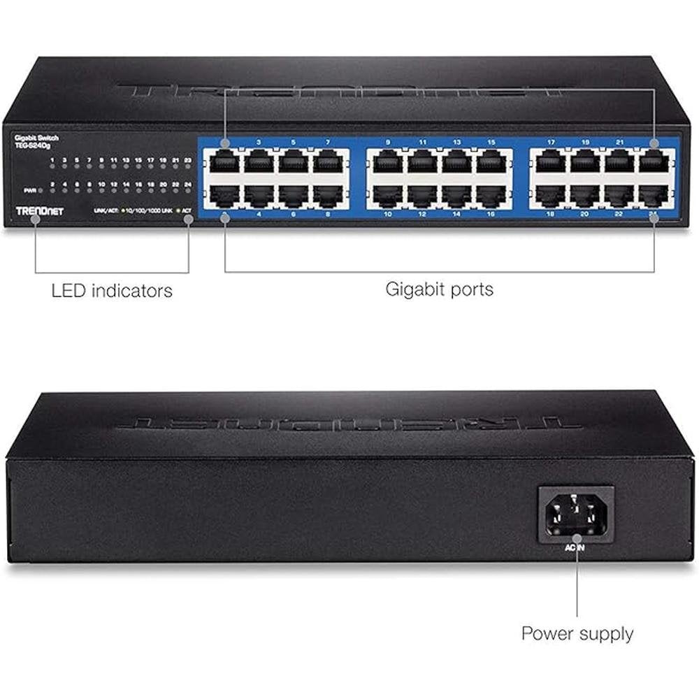 TRENDnet 24-Port Unmanaged Gigabit GREENnet Desktop Switch – In Use