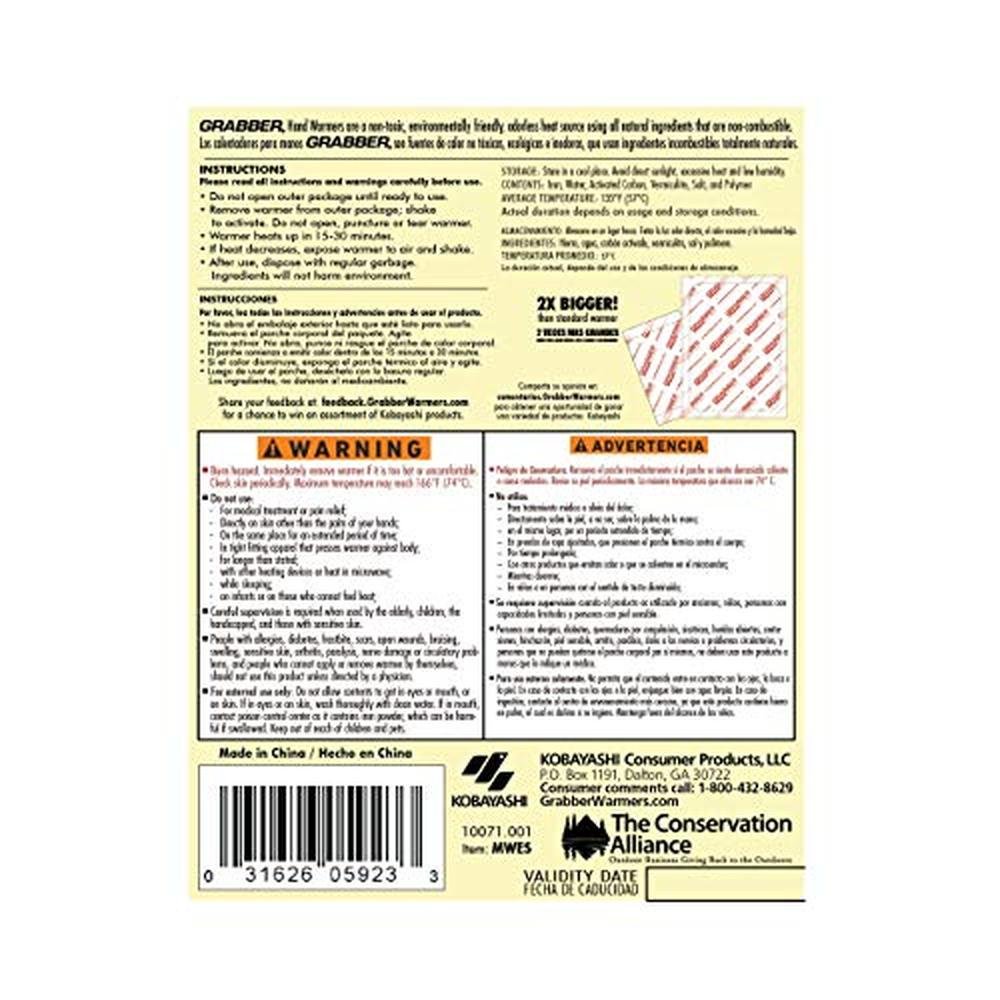 Grabber 18 Hour Body Warmers: Long-Lasting Heat for Outdoor – Packaging