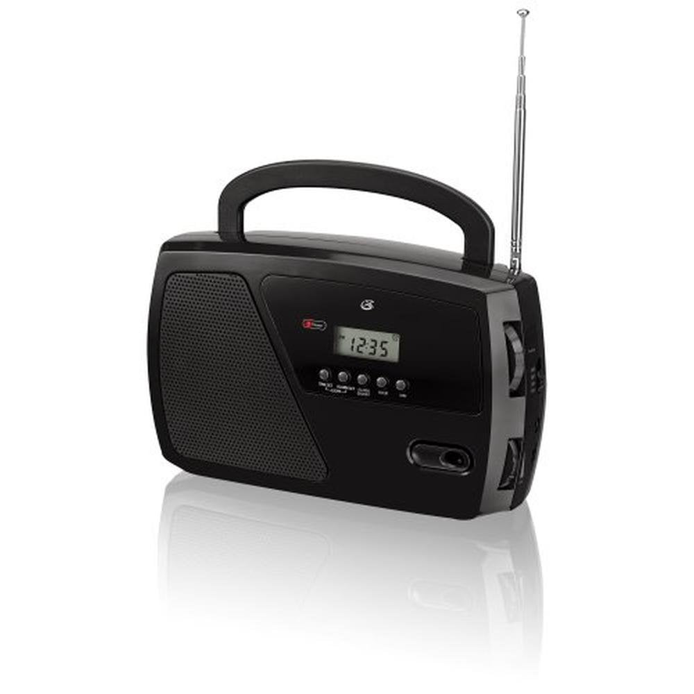 GPX R633B Portable Shortwave AM/FM Clock Radio – Front View