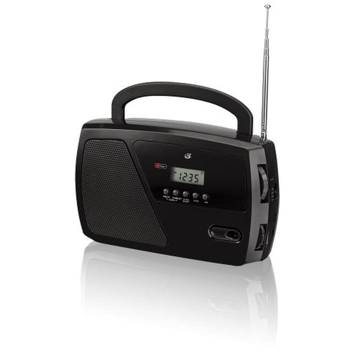 GPX R633B Portable Shortwave AM/FM Clock Radio – Front View